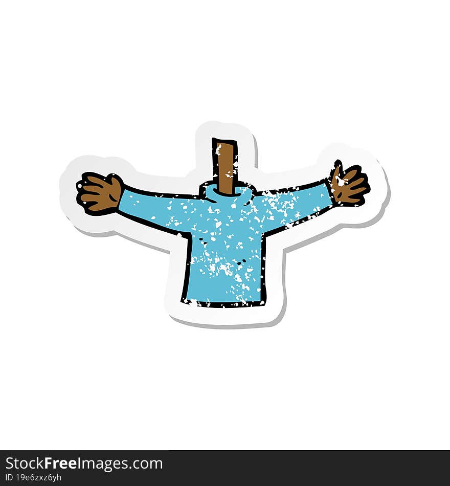 retro distressed sticker of a cartoon body waving arms