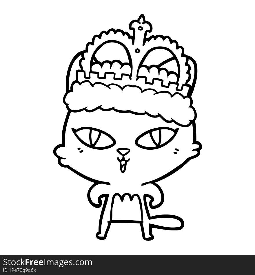 cartoon cat wearing crown. cartoon cat wearing crown