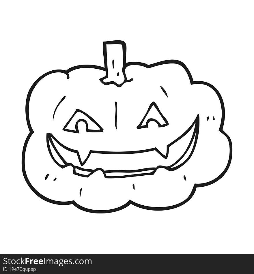 Black And White Cartoon Spooky Pumpkin