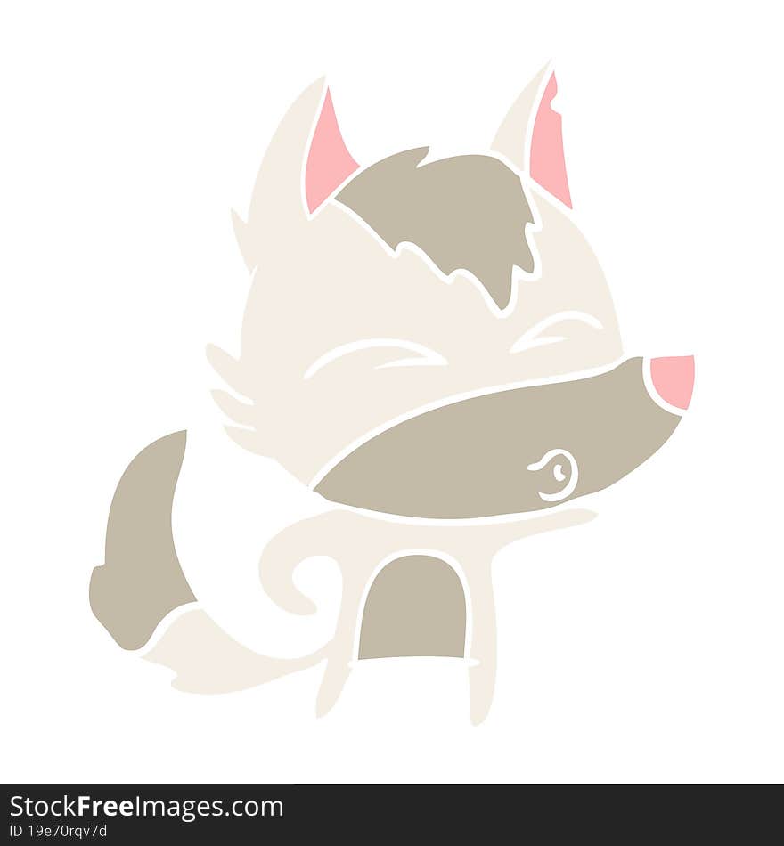 Flat Color Style Cartoon Wolf Whistling