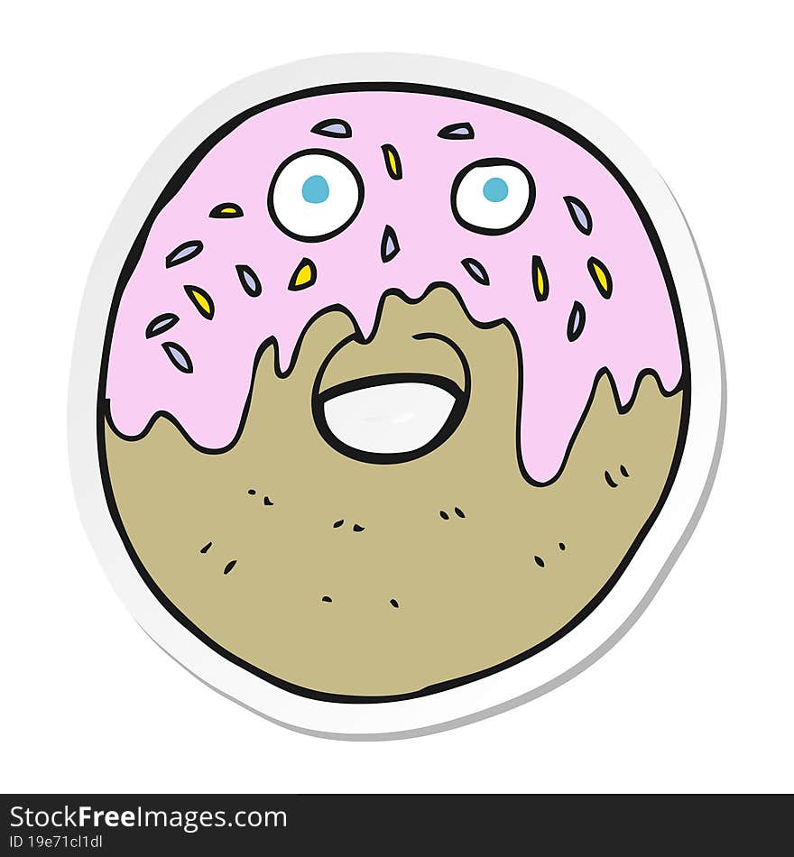 sticker of a cartoon doughnut