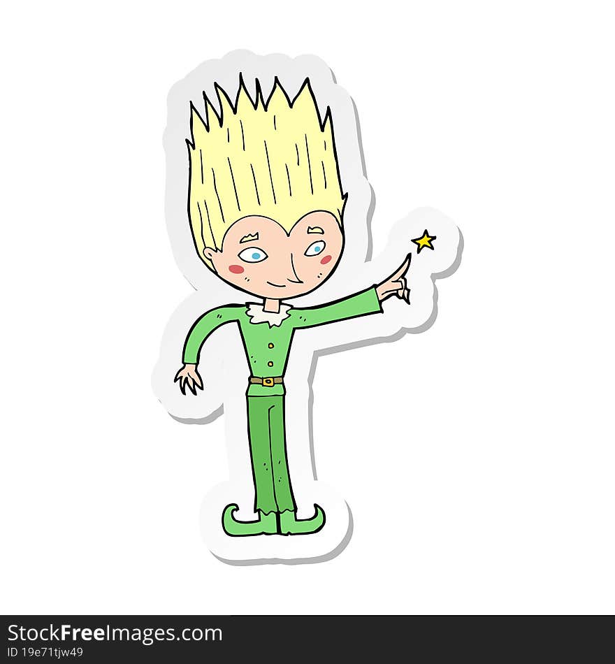 sticker of a cartoon magic christmas elf