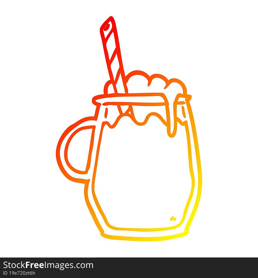 warm gradient line drawing glass of root beer with straw