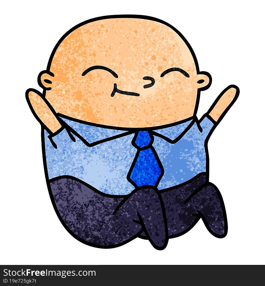 textured cartoon of kawaii bald man