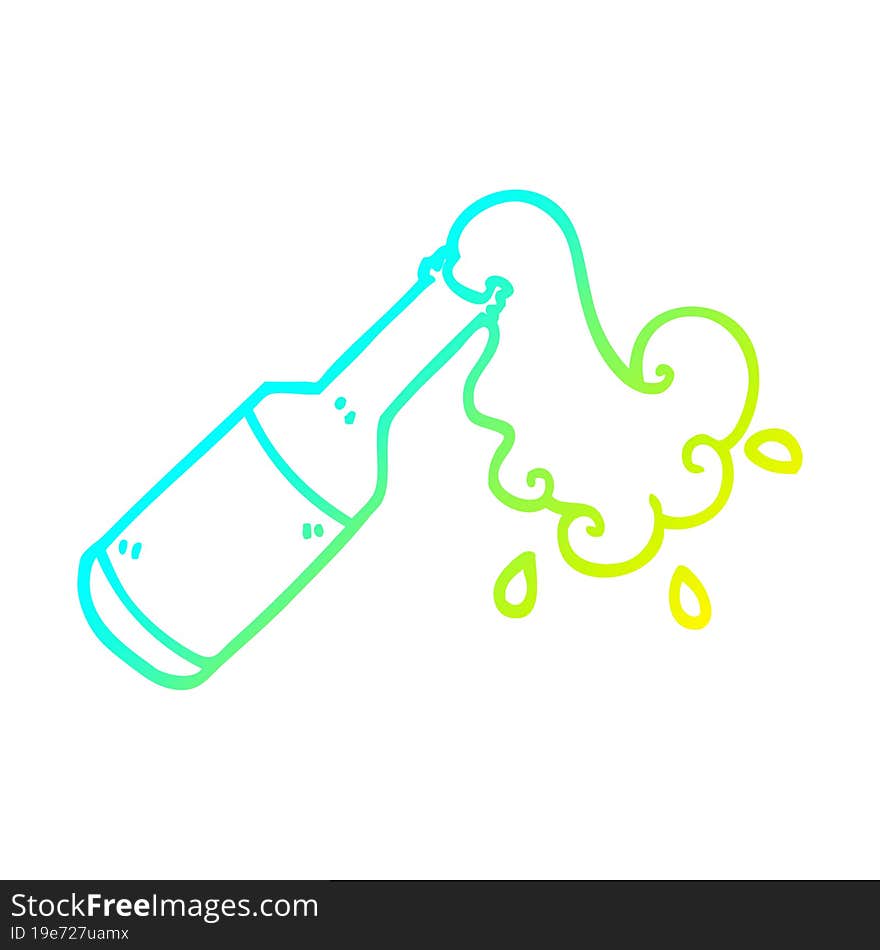 cold gradient line drawing of a cartoon foaming bottle