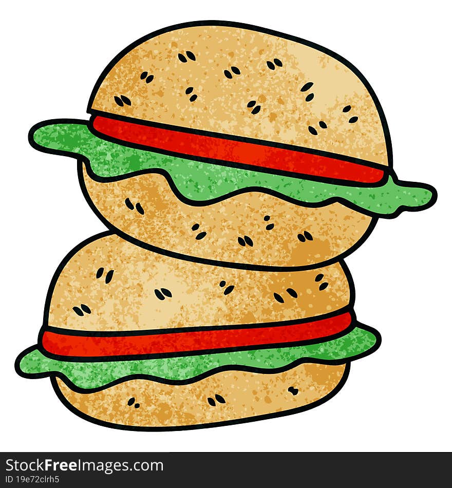 Quirky Hand Drawn Cartoon Veggie Burger