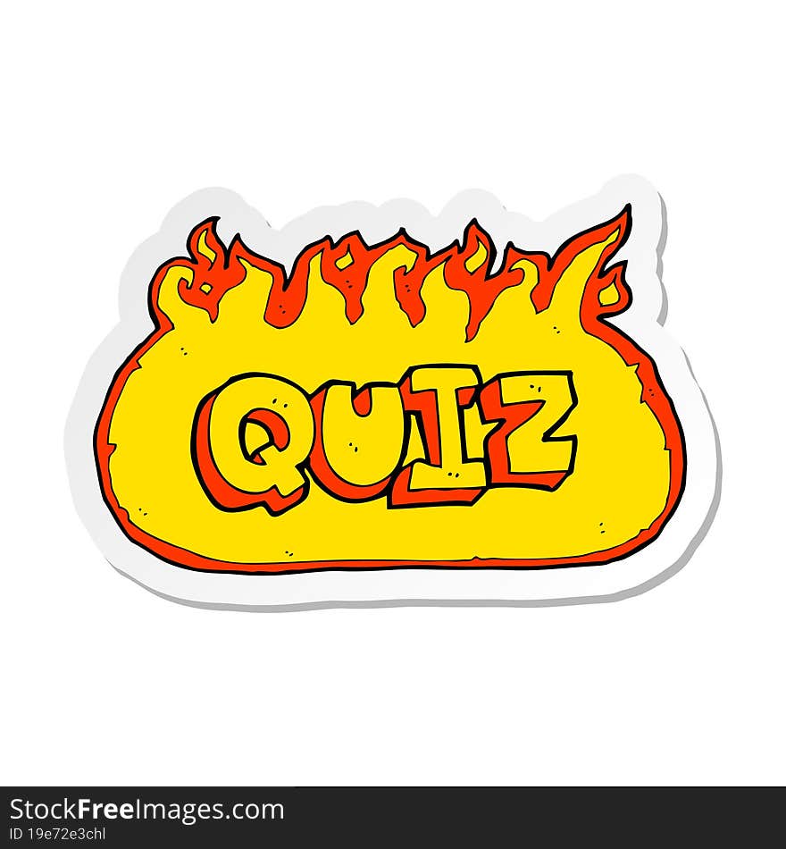 sticker of a quiz sign cartoon