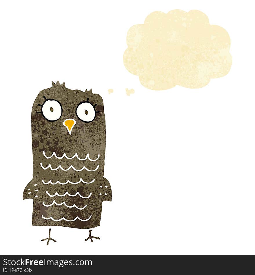 cartoon owl with thought bubble