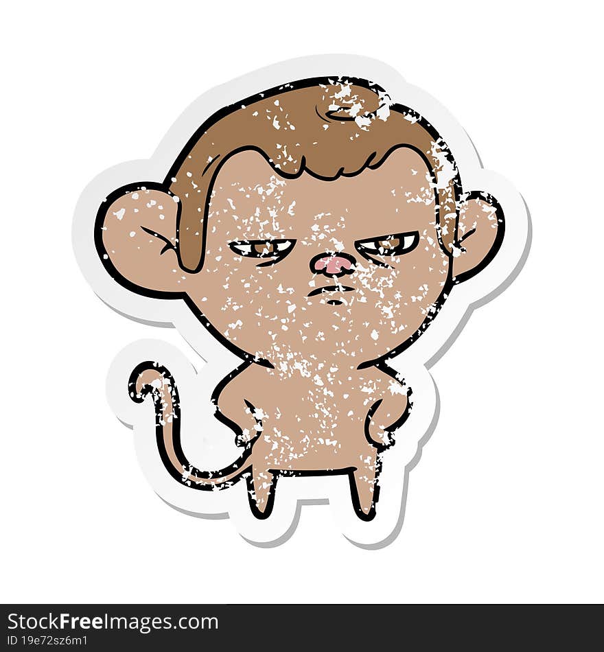 distressed sticker of a cartoon monkey