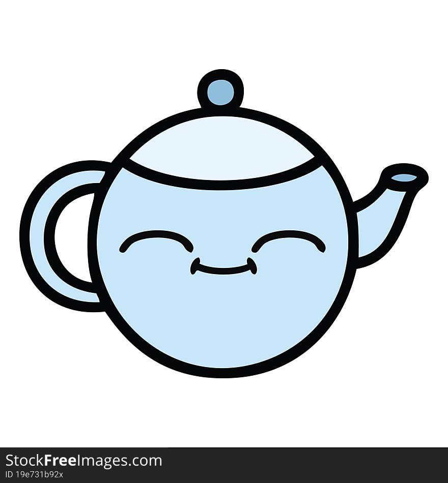 cute cartoon happy teapot