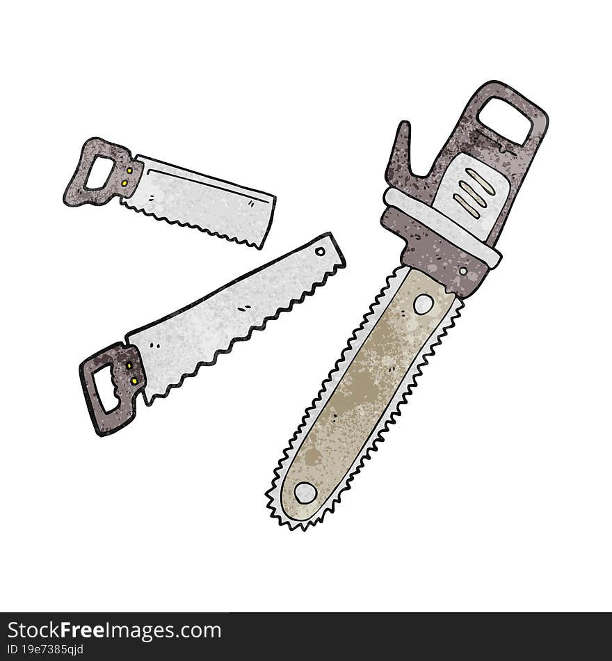 freehand texture cartoon drawing of saws. freehand texture cartoon drawing of saws