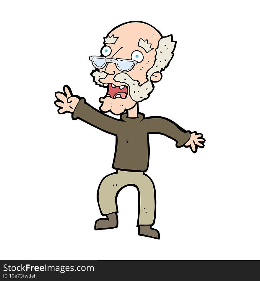 cartoon frightened old man