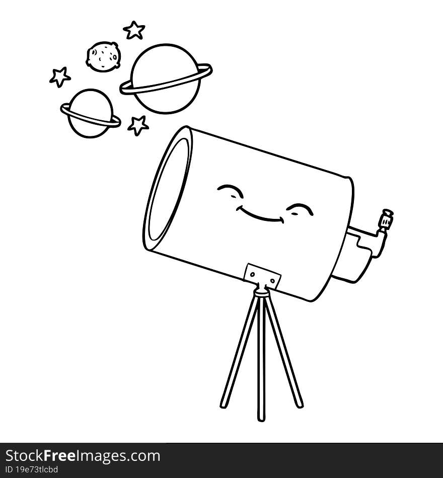 cartoon telescope with face. cartoon telescope with face