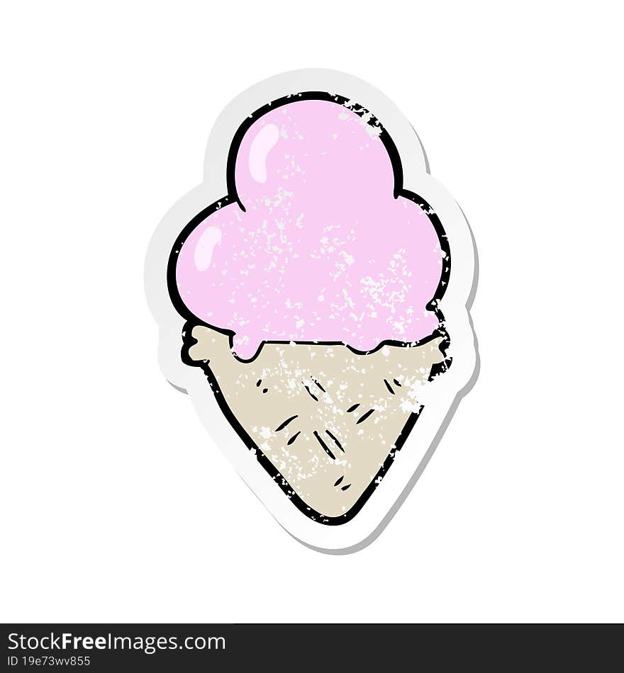 distressed sticker of a cartoon ice cream