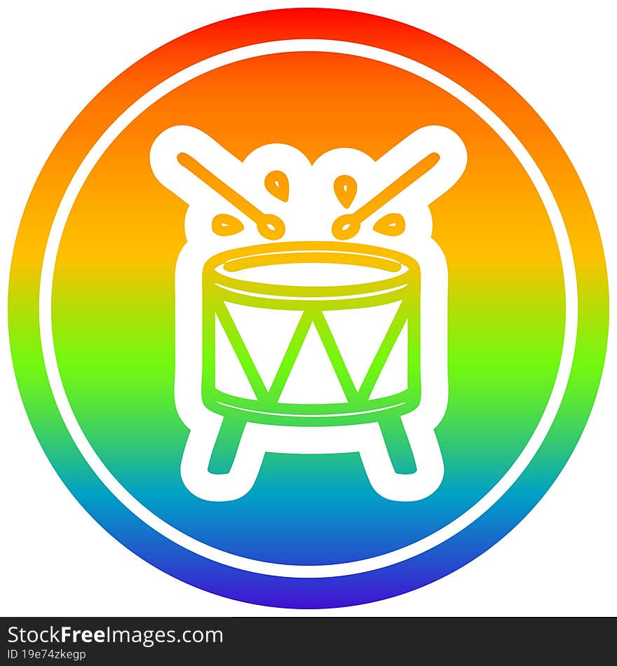 beating drum circular icon with rainbow gradient finish. beating drum circular icon with rainbow gradient finish