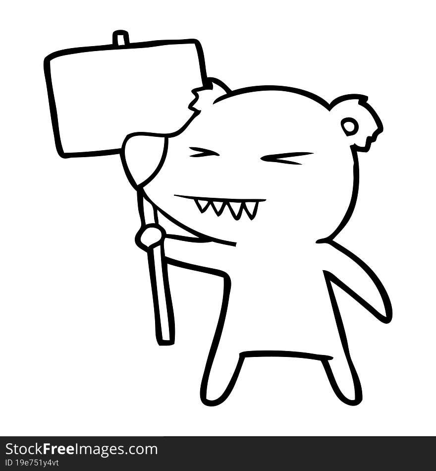 angry bear cartoon protesting. angry bear cartoon protesting