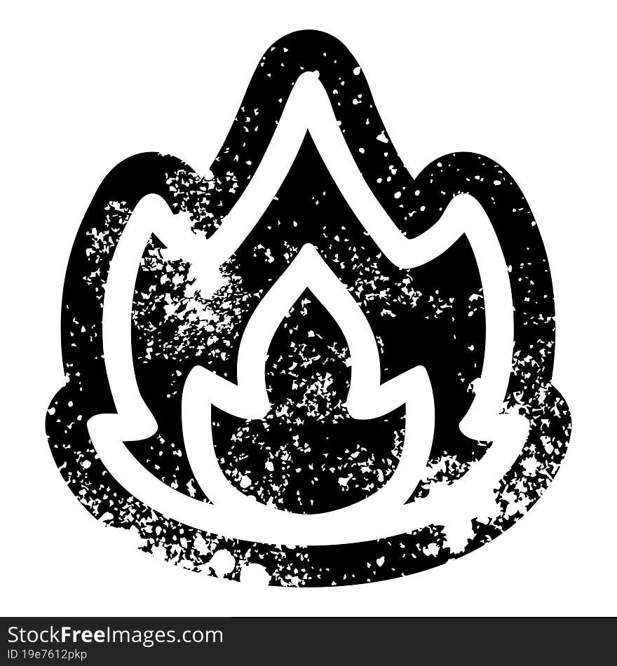 simple flame distressed icon symbol