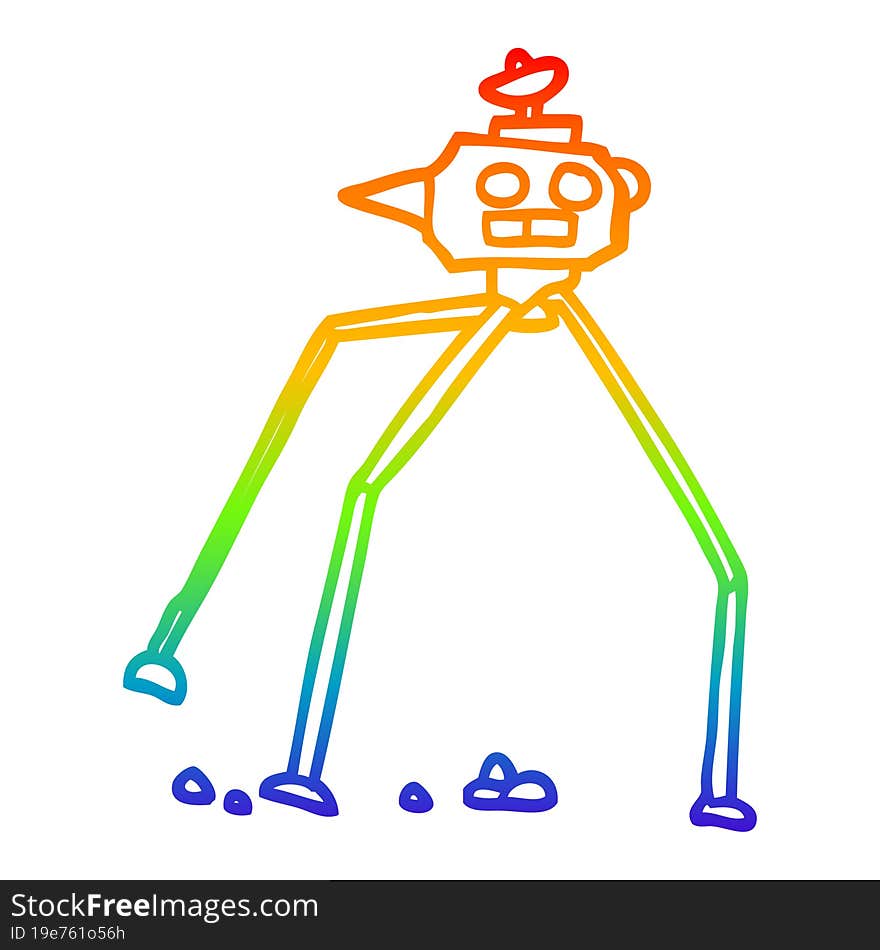 rainbow gradient line drawing cartoon space rocket