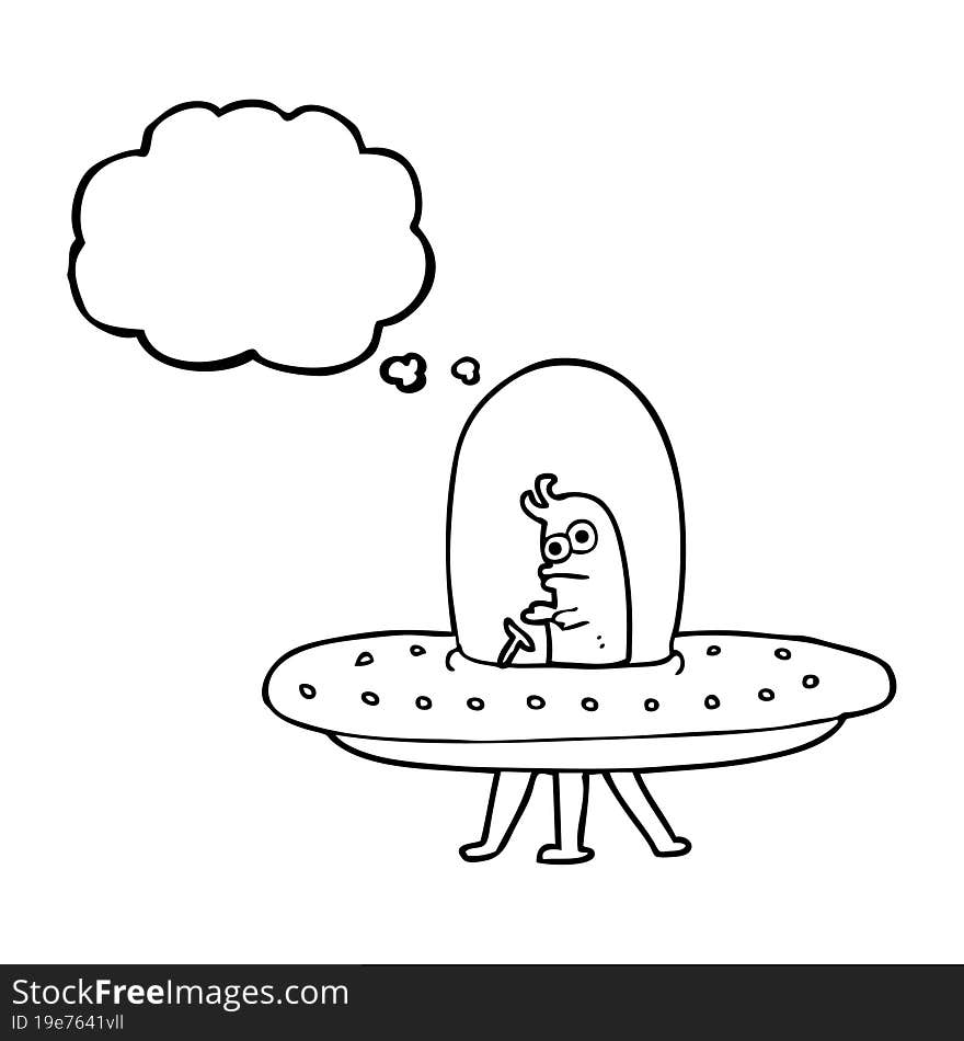 Thought Bubble Cartoon Flying Saucer