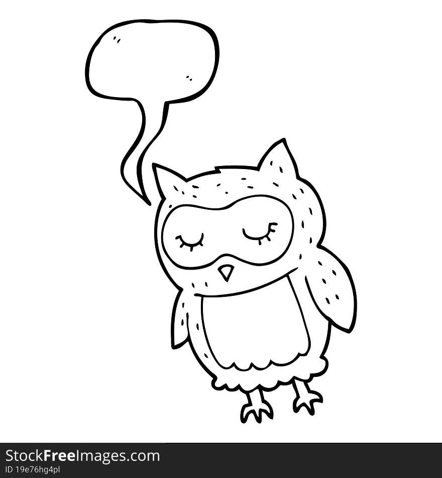 freehand drawn speech bubble cartoon owl