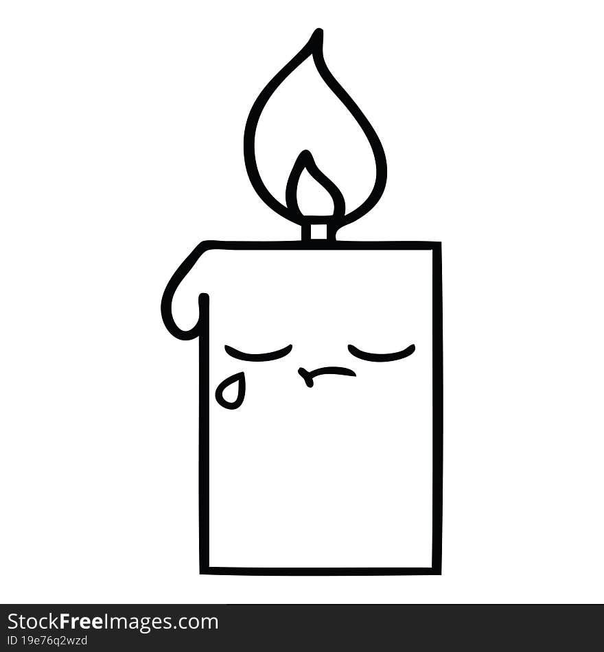 line drawing cartoon of a lit candle