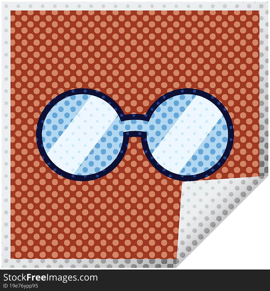 spectacles graphic vector illustration square sticker. spectacles graphic vector illustration square sticker