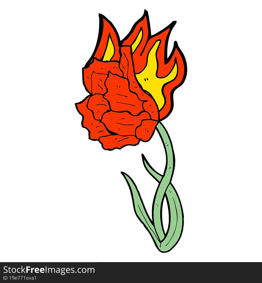 cartoon flaming flower