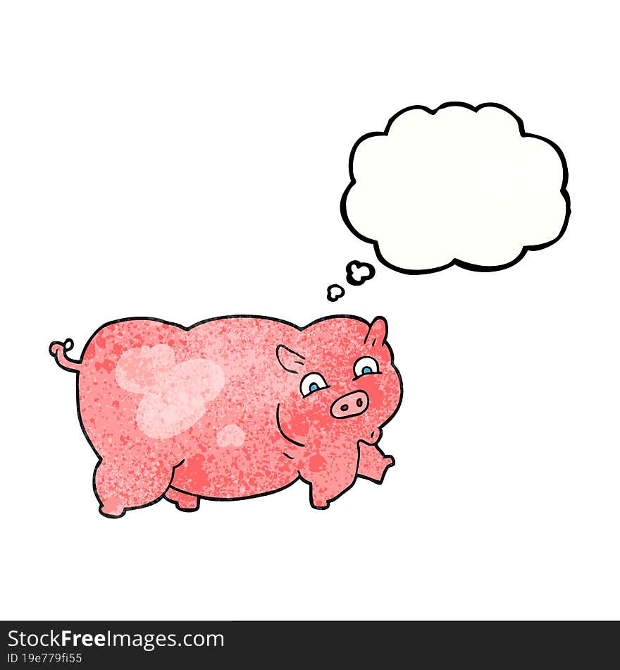 Thought Bubble Textured Cartoon Pig