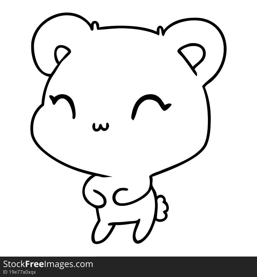 line drawing illustration kawaii cute teddy bear. line drawing illustration kawaii cute teddy bear