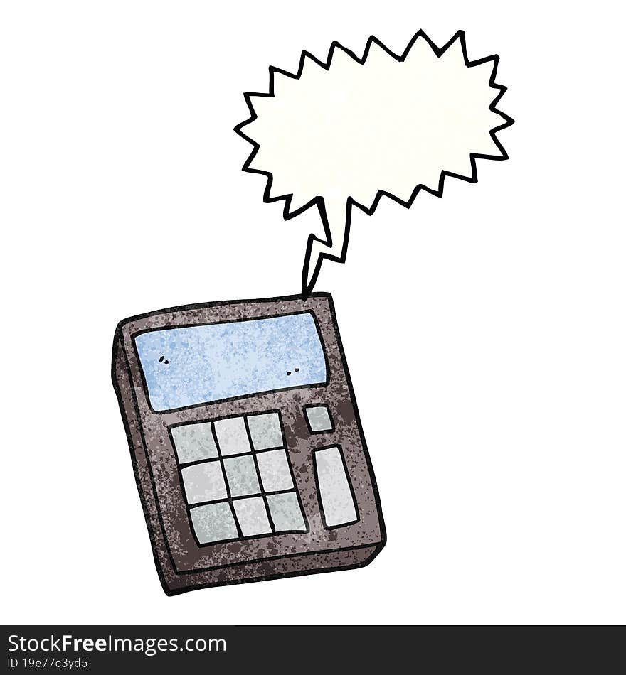 freehand speech bubble textured cartoon calculator