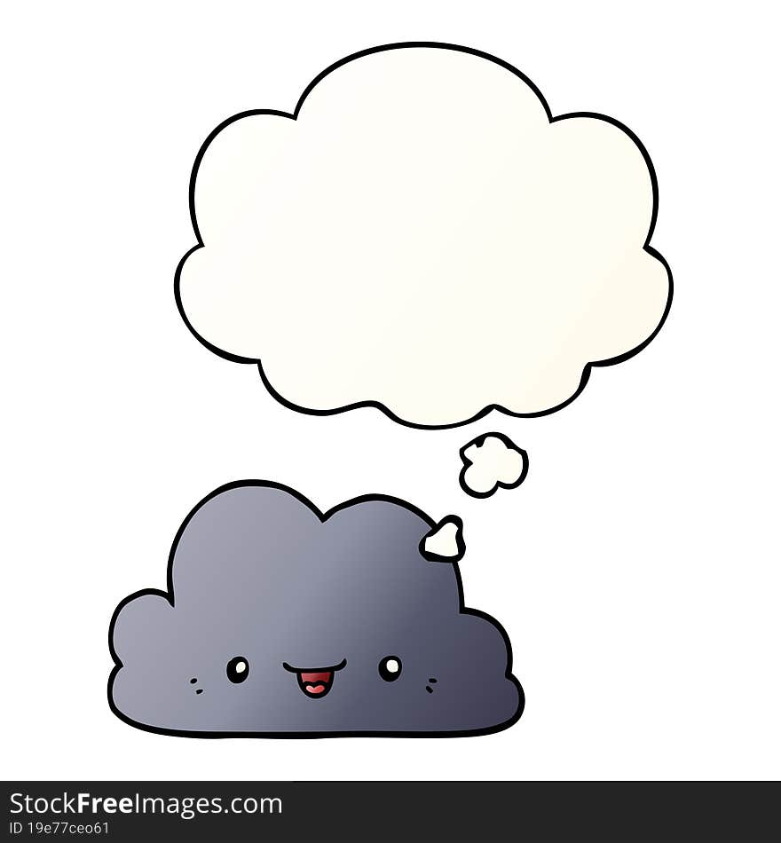 cute cartoon cloud and thought bubble in smooth gradient style