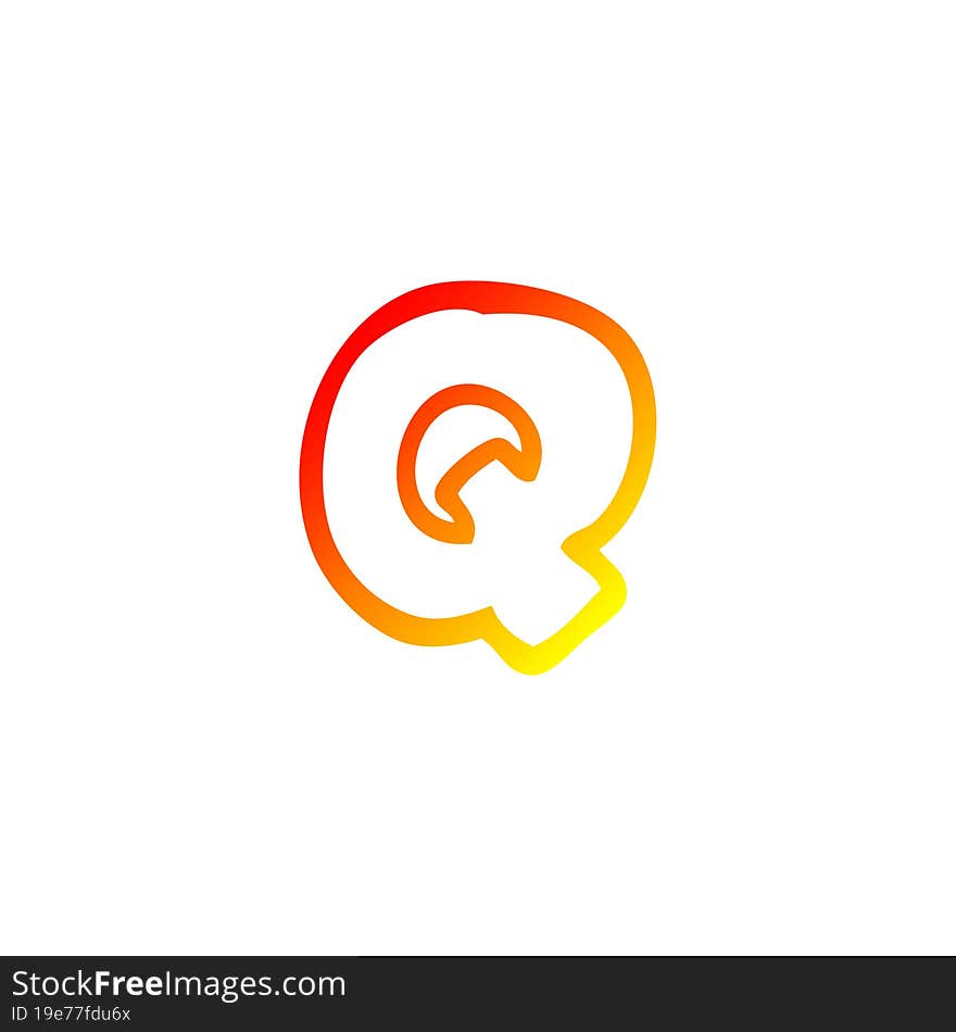 Warm Gradient Line Drawing Cartoon Letter Q