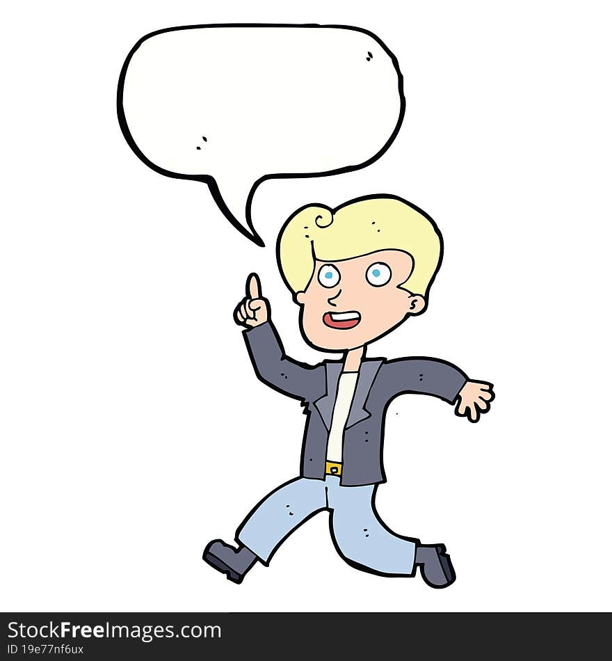 cartoon man with great idea with speech bubble