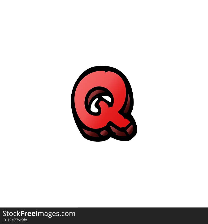 Cartoon Doodle Letter Q