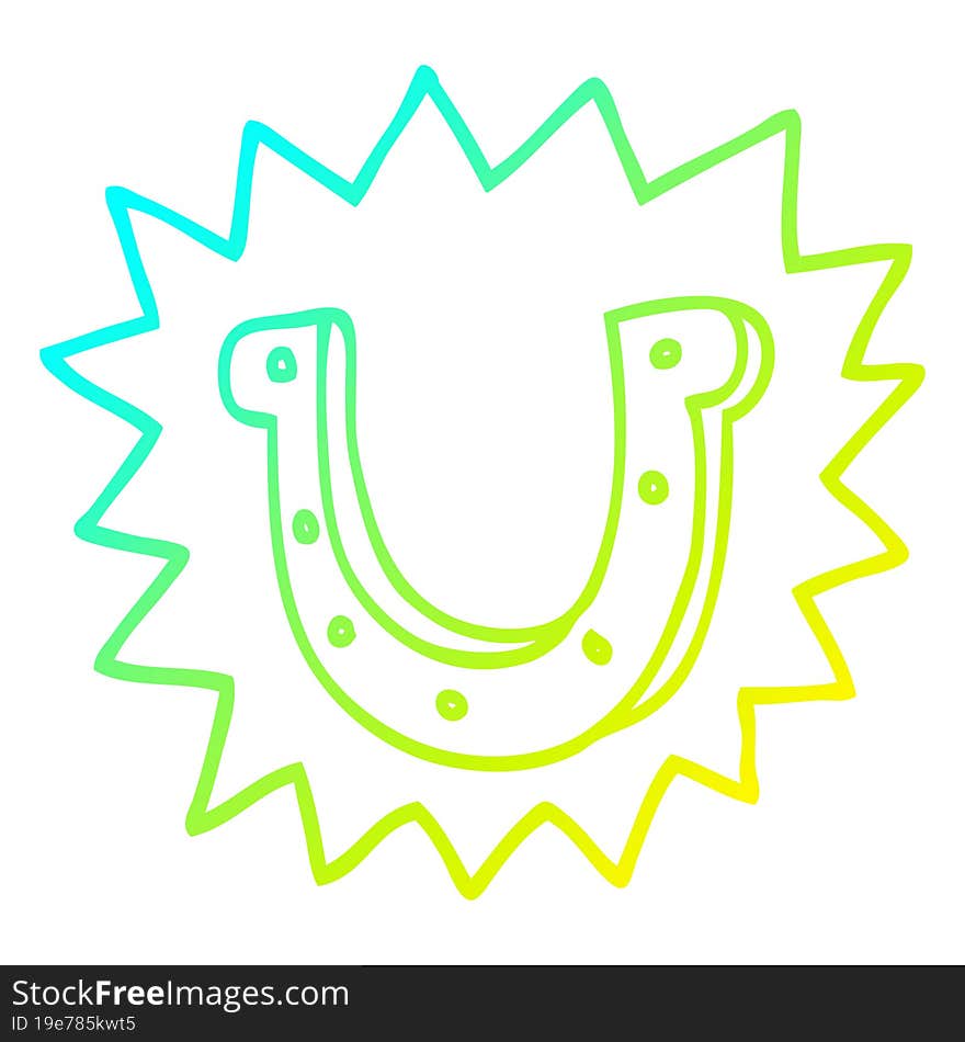 cold gradient line drawing cartoon lucky horseshoe