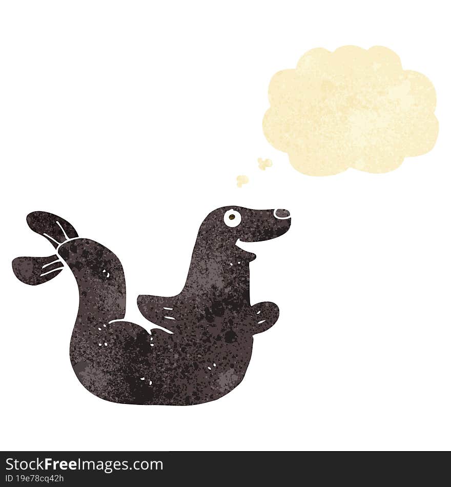 cartoon seal with thought bubble