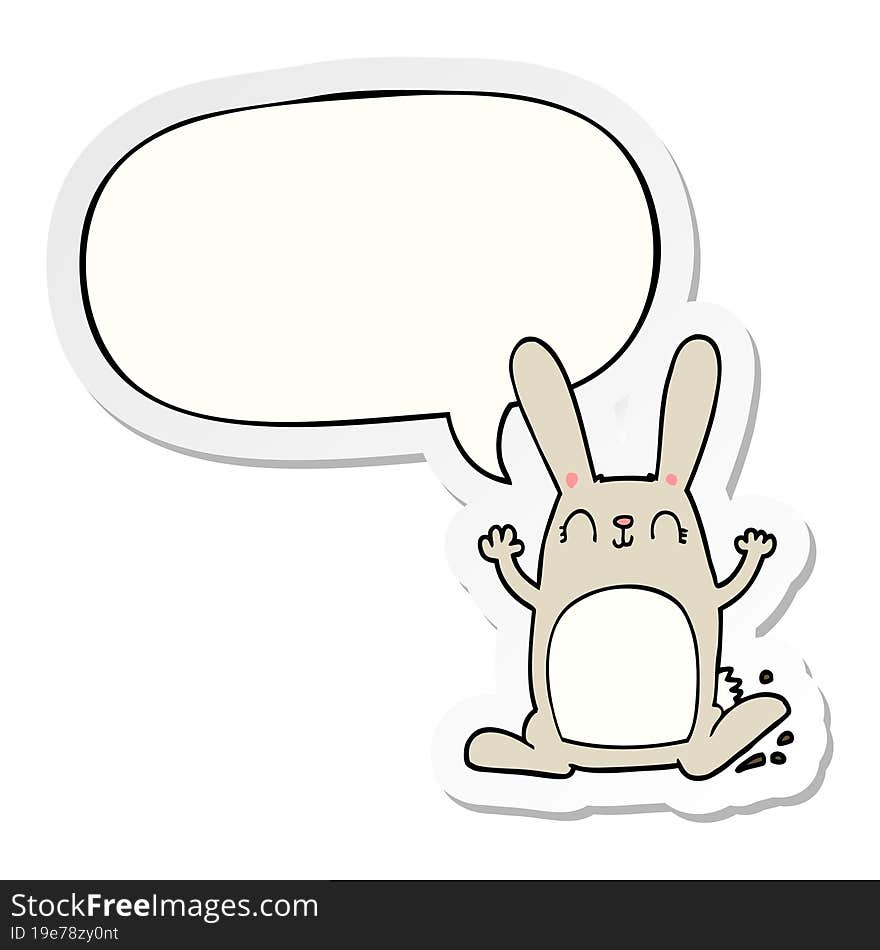 Cartoon Rabbit And Speech Bubble Sticker