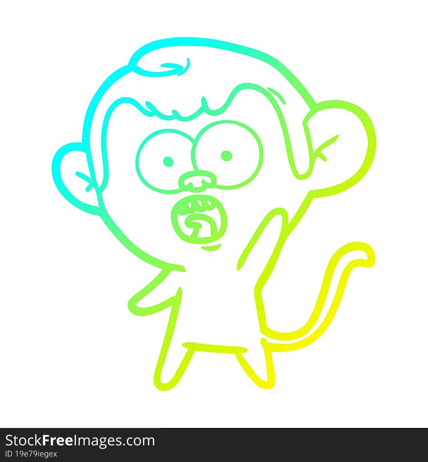 cold gradient line drawing cartoon shocked monkey