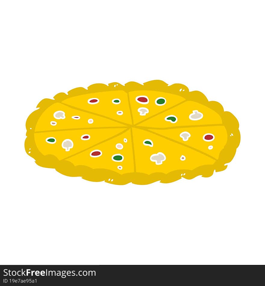 Flat Color Style Cartoon Double Cheese Pizza