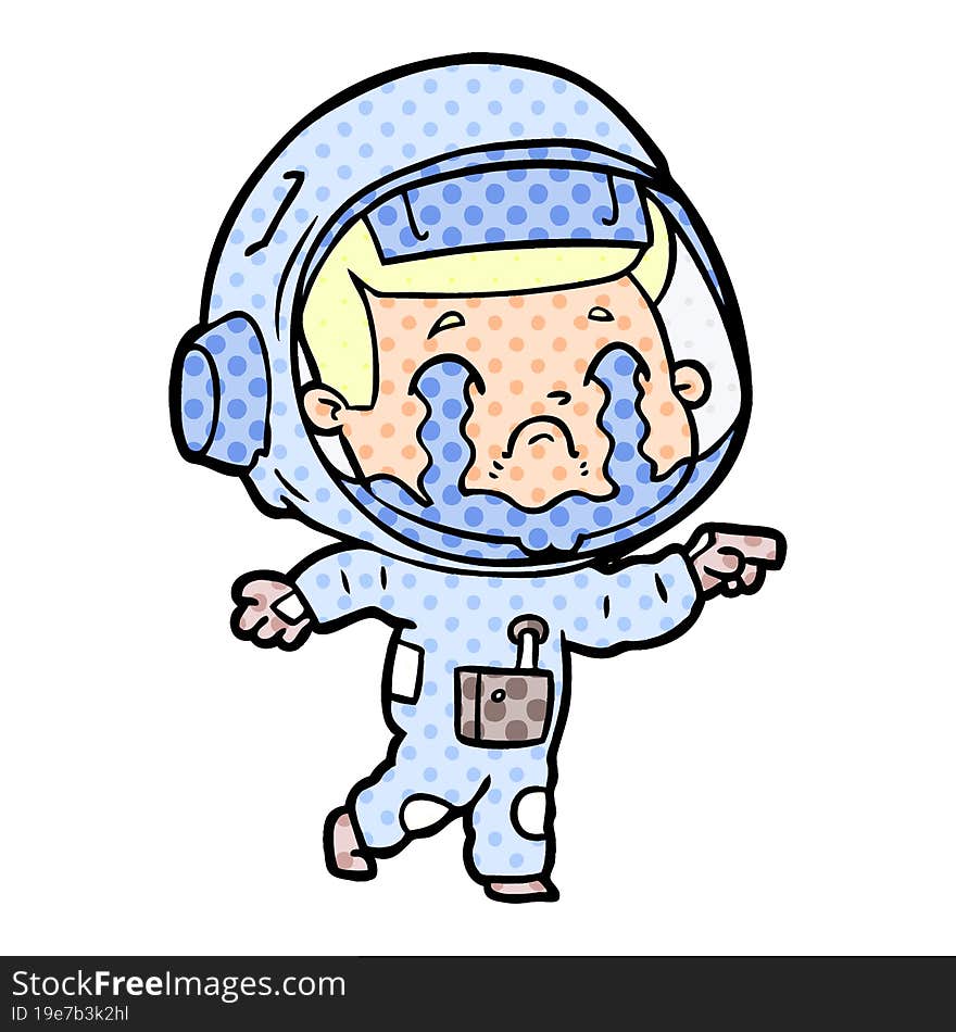 cartoon crying astronaut. cartoon crying astronaut