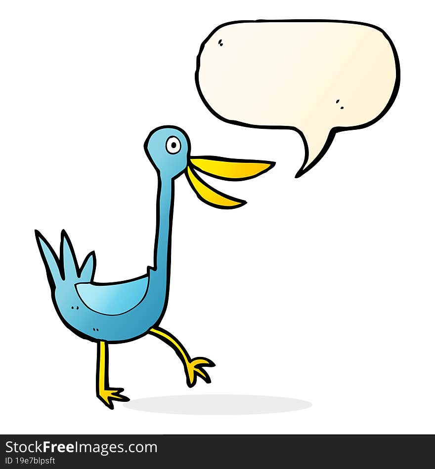 funny cartoon duck with speech bubble