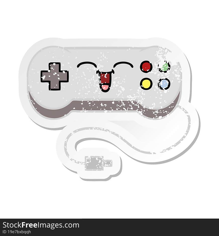 distressed sticker of a cute cartoon game controller