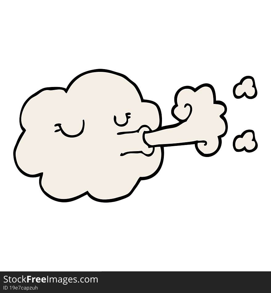 cartoon doodle cloud blowing a gale