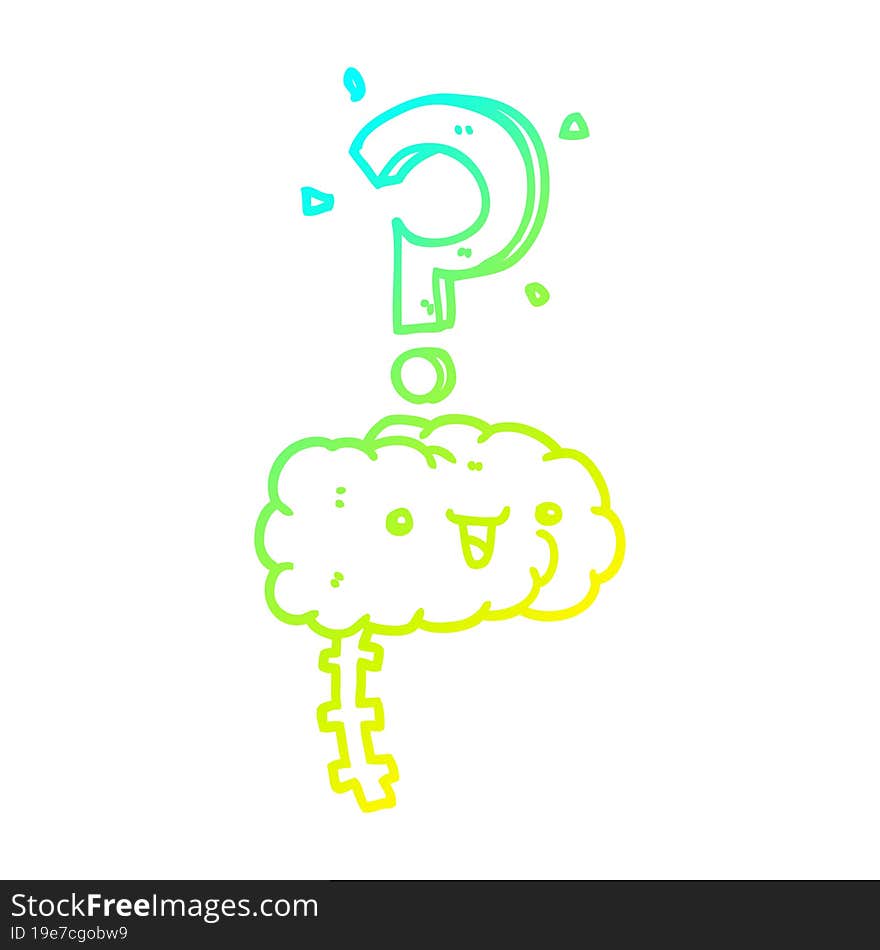 cold gradient line drawing cartoon curious brain