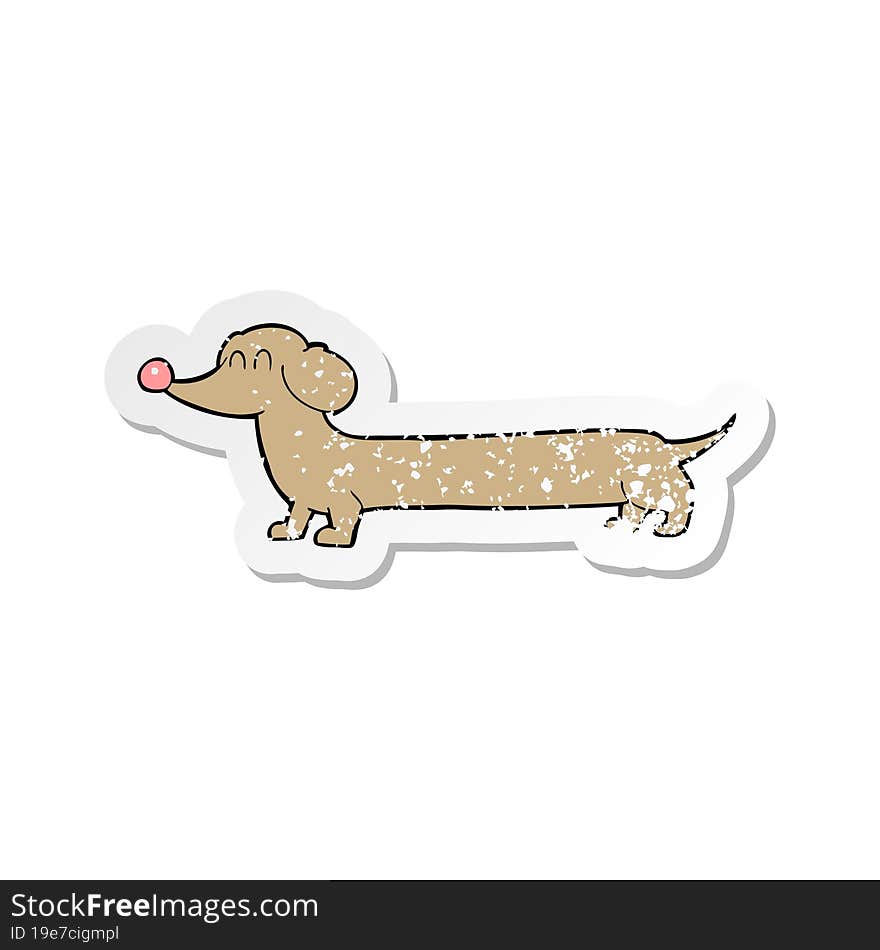 retro distressed sticker of a cartoon dachshund