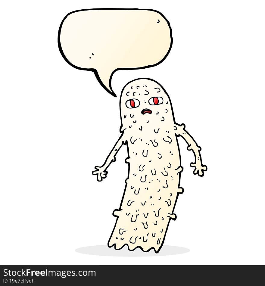 cartoon spooky ghost with speech bubble