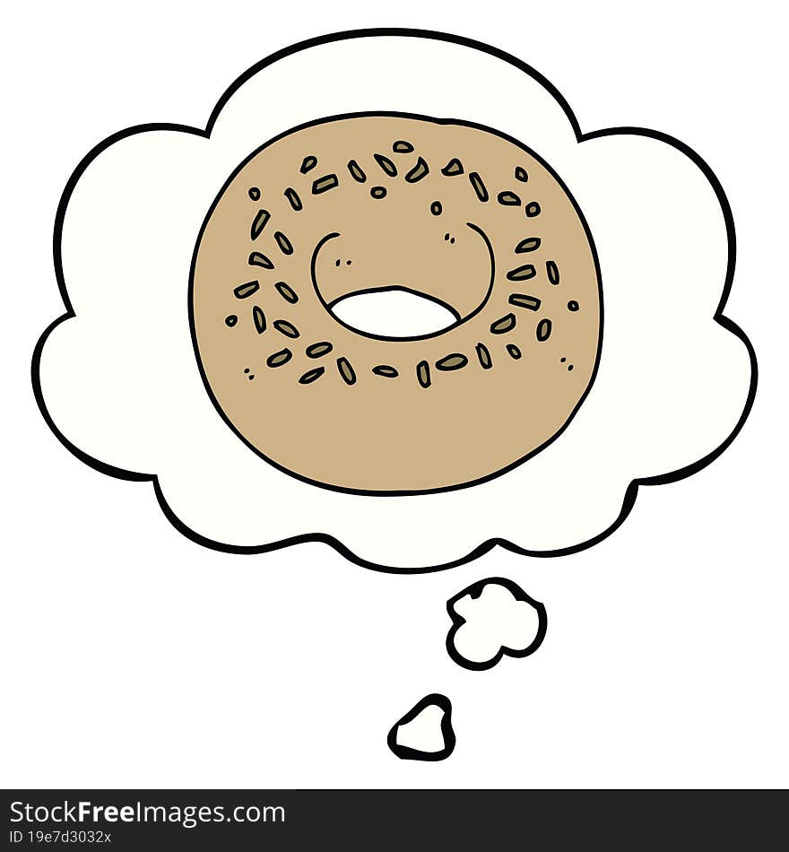 cartoon donut and thought bubble