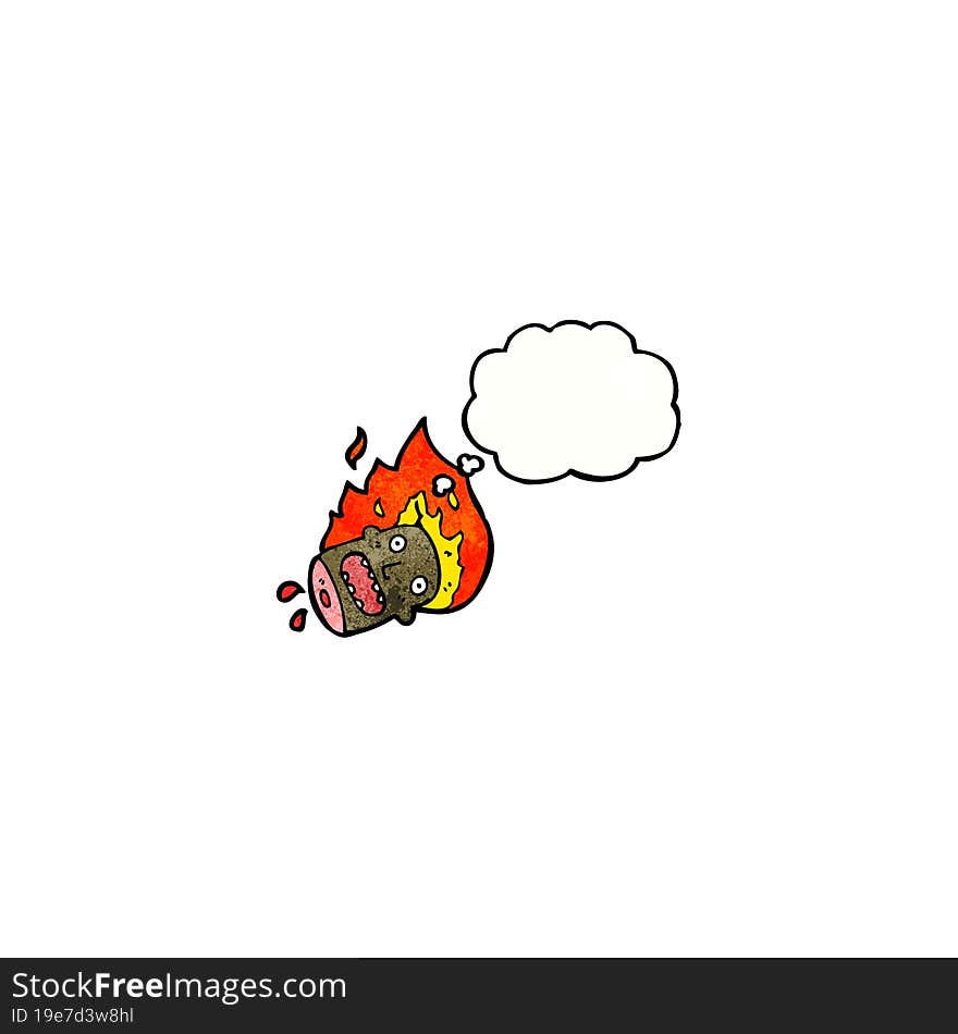 Cartoon Burning Severed Head