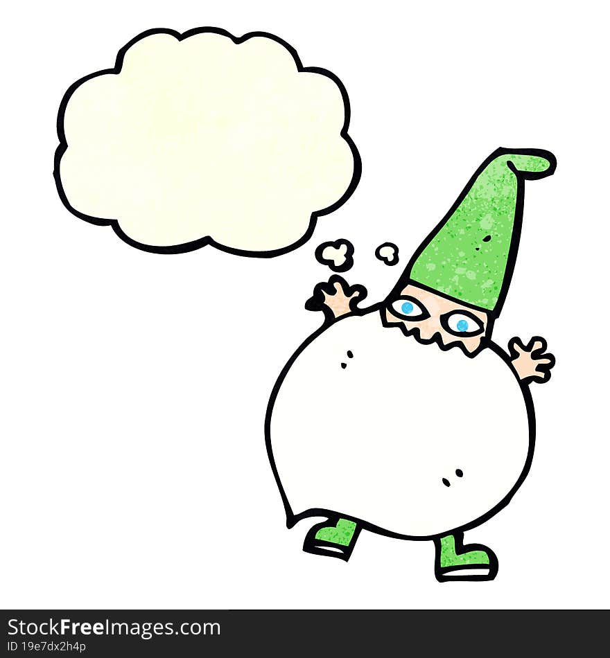 Cartoon Tiny Santa With Thought Bubble