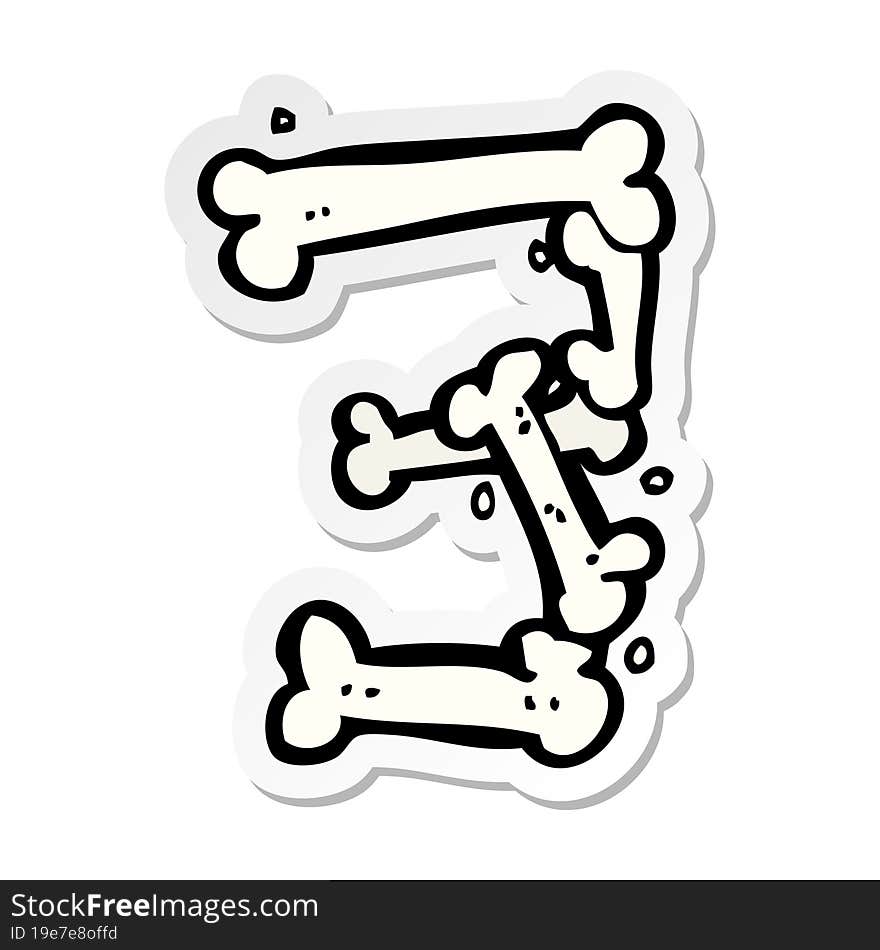 sticker of a cartoon halloween bone number